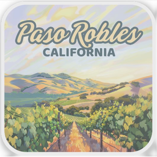 Paso Robles California Vineyard Central Coast Sticker (Voorkant)
