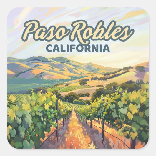 Paso Robles California Vineyard Central Coast Vierkante Sticker (Voorkant)