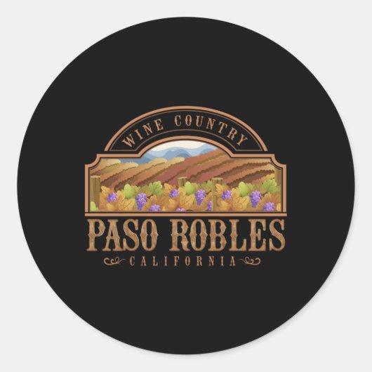Paso Robles California Wijnland Wijnproeverij W Ronde Sticker (Voorkant)