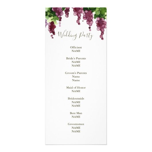 Paso Robles Vineyard Wedding Ceremony Program Reclamekaart (Achterkant)