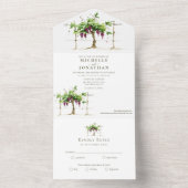 Paso Robles Vineyard Winery Grapevine Wedding All In One Uitnodiging (Binnen)