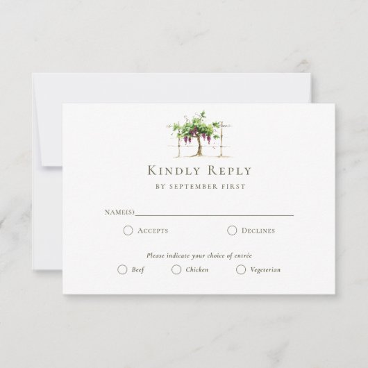 Paso Robles Vineyard Winery Grapevine Wedding RSVP Kaart (Voorkant)