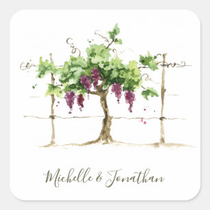 Paso Robles Vineyard Winery Wedding Envelope Seals Vierkante Sticker