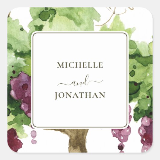 Paso Robles Vineyard Winery Wedding Envelope Seals Vierkante Sticker (Voorkant)