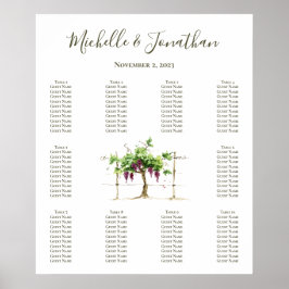 Paso Robles Vineyard Winery Wedding Seating Chart Poster