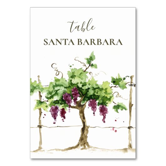 Paso Robles Vineyard Winery Wedding Table Number Kaart (Achterkant)