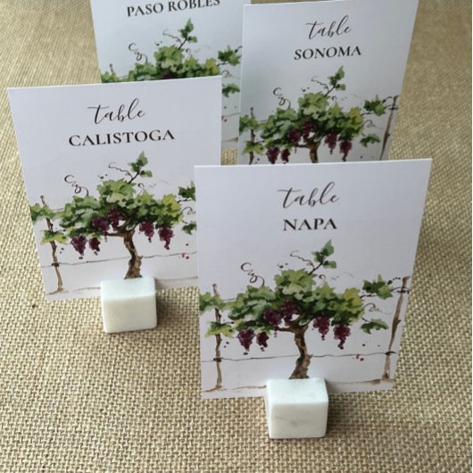 Paso Robles Vineyard Winery Wedding Table Number Kaart