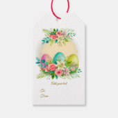 Paspaschte Eier met bloemen & lente rozen Persoonl Cadeaulabel (Voorkant)