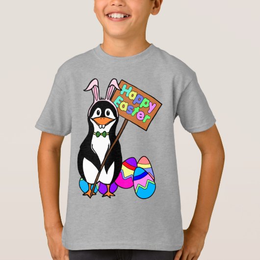 Paspent Pinguïn met gekleurde eieren T-shirt (Voorkant)