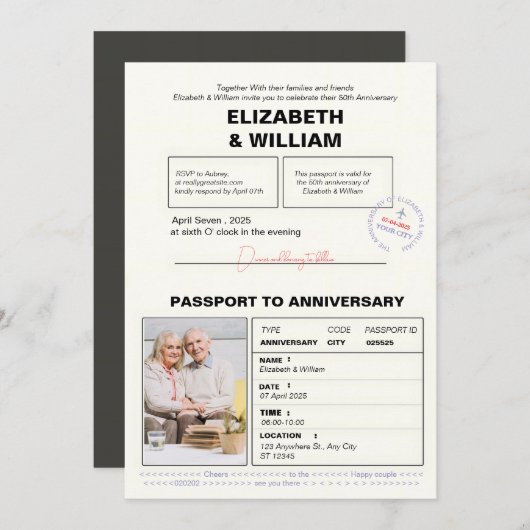 Paspoort 50e Jubileum Kaart (Voorkant / Achterkant)