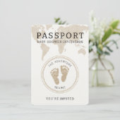 Paspoort Baby shower Invitation – Reisthema Kaart (Staand voorkant)