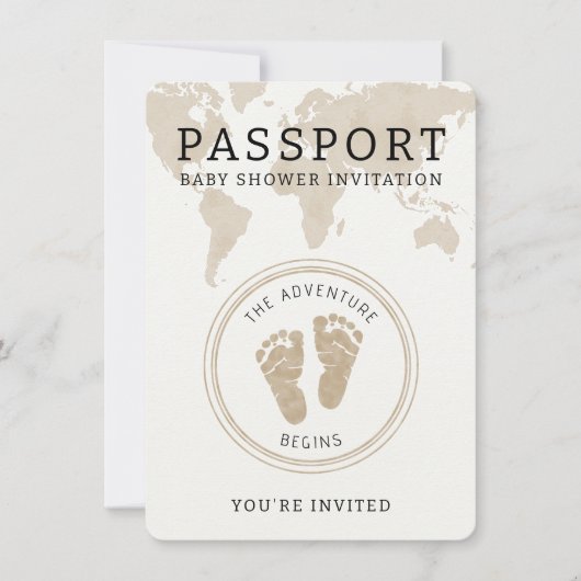 Paspoort Baby shower Invitation – Reisthema Kaart (Voorkant)