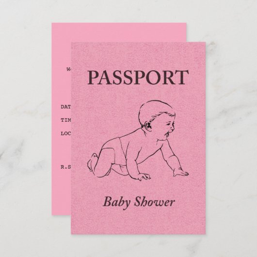 paspoort baby shower kaart (Voorkant / Achterkant)