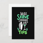 Paspoort | Bartender zal Drinken voor tips uitvoer RSVP Kaartje (Voorkant / Achterkant)