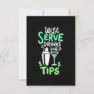 Paspoort   Bartender zal Drinken voor tips uitvoer RSVP Kaartje