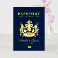 Paspoort Bestemming Bruiloft echte Folie uitnodigi