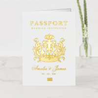 Paspoort Bestemming Bruiloft echte Folie uitnodigi