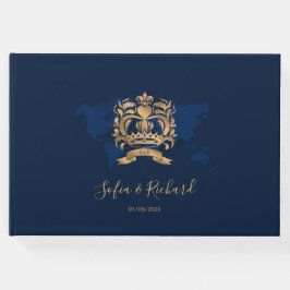 Paspoort Bestemming Bruiloft Gouden Marine Kaart C Gastenboek