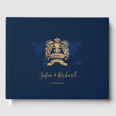 Paspoort Bestemming Bruiloft Gouden Marine Kaart C Gastenboek (Voorkant)