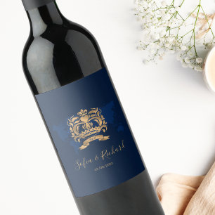 Paspoort Bestemming Bruiloft Gouden Marine Kaart C Wijn Etiket