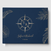 Paspoort Bestemming Bruiloft Palm Kompas Monogram Gastenboek (Voorkant)