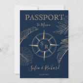 Paspoort Bestemming Bruiloft Palm Kompas Monogram Kaart (Voorkant)