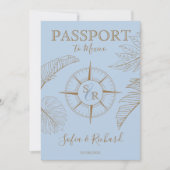 Paspoort Bestemming Bruiloft Palm Kompas Monogram Kaart (Voorkant)