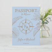 Paspoort Bestemming Bruiloft Palm Kompas Monogram Kaart (Staand voorkant)