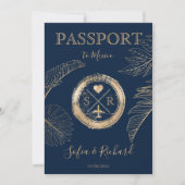 Paspoort bestemming bruiloft Palm Plane Monogram Kaart (Voorkant)