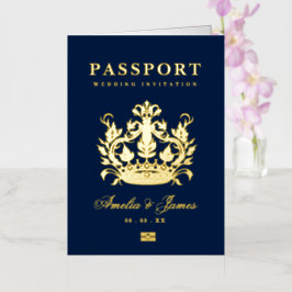 Paspoort Bestemming Huwelijk echte Folie uitnodigi Wenskaart