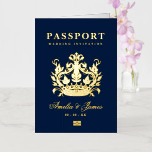 Paspoort Bestemming Huwelijk echte Folie uitnodigi Wenskaart