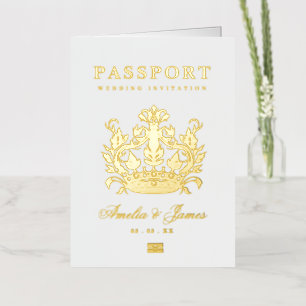 Paspoort Bestemming Huwelijk echte Folie uitnodigi Wenskaart