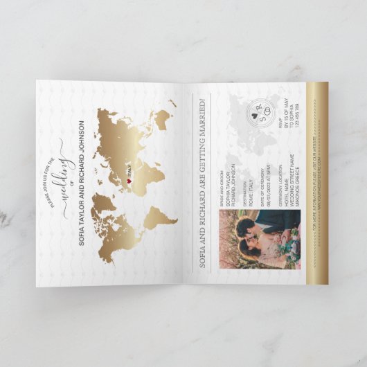 Paspoort Bestemming Huwelijk Faux Gold Crest Itali (Binnen)