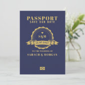 Paspoort Bestemming Trouw Monogram  Save The Date (Staand voorkant)