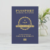 Paspoort Bestemming Trouw Monogram Uitnodiging (Staand voorkant)