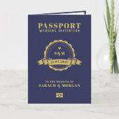 Paspoort Bestemming Trouwdag Monogram Navyblauw (Voorkant)