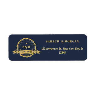 Paspoort Bestemming Trouwdag Monogram Navyblauw Etiket