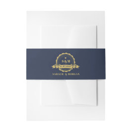 Paspoort Bestemming Trouwdag Monogram Navyblauw Uitnodigingen Wikkel