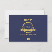 Paspoort Bestemming Trouwdag Monogram QR-Code RSVP Kaartje (Voorkant)