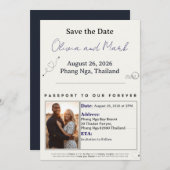 Paspoort Bewaar de datum - Navy & Gold | Bestemmin Kaart (Voorkant / Achterkant)