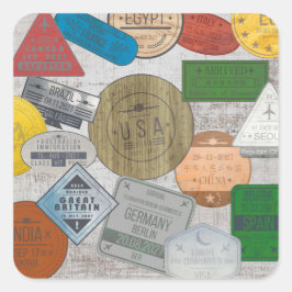 Paspoort Board Vierkante Sticker