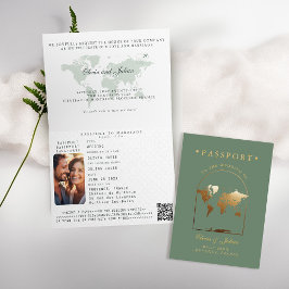 Paspoort Boho Boog Sage Groen Bestemming Huwelijk