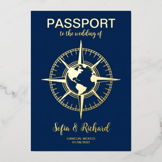 Paspoort Bruiloft Bestemming Kompas World Ma Folie Uitnodiging (Voorkant)