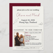 Paspoort bruiloft uitnodiging – Bourgogne & Champa (Voorkant / Achterkant)