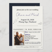 Paspoort bruiloft uitnodiging - Navy & Gold Travel (Voorkant / Achterkant)