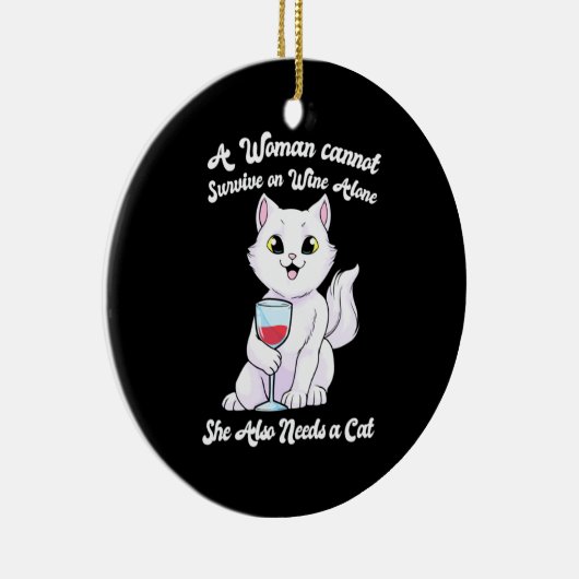 Paspoort | Een vrouw leeft op wijn en kat Keramisch Ornament (Rechts)