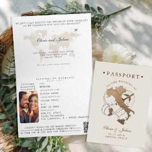 Paspoort Faux Gold Beige Italië Destination Weddin