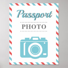 Paspoort Foto Booth Airline Travel Party Blue Red Poster