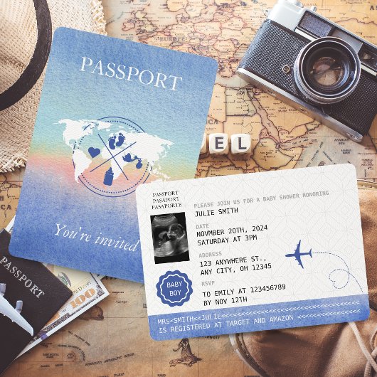 Paspoort Genderneutraal Baby shower regenboog Kaart