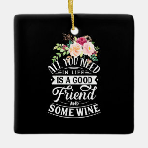 Paspoort Goede vriend en wijn Keramisch Ornament